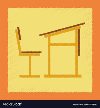 Flat shading style icon school desk chair vector image