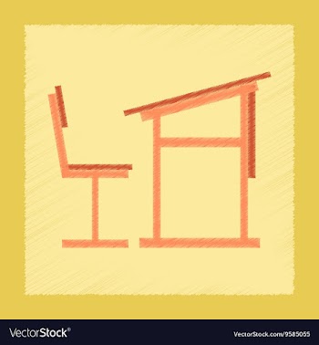 Flat shading style icon school desk chair vector image