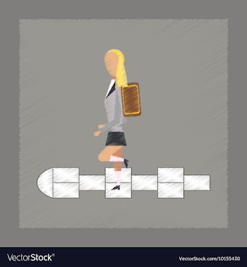 Flat shading style icon School girl hopscotch vector image