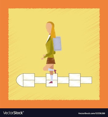 Flat shading style icon school girl hopscotch vector image