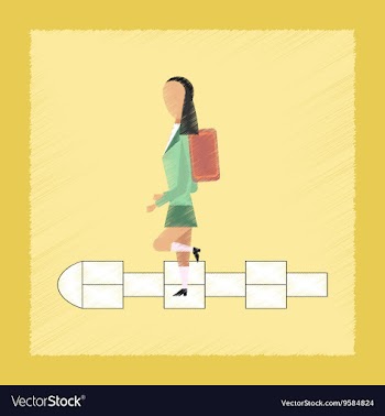 Flat shading style icon School girl hopscotch vector image