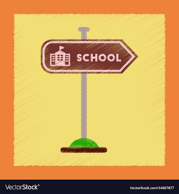 Flat shading style icon school sign vector image