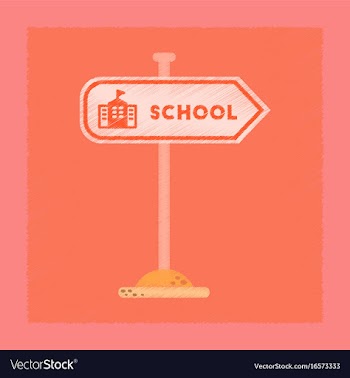 Flat shading style icon school sign vector image