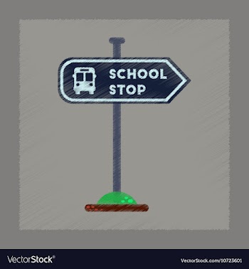 Flat shading style icon school stop sign vector image
