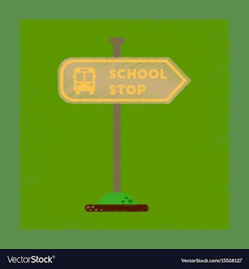 Flat shading style icon school stop sign vector image