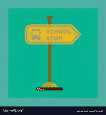 Flat shading style icon school stop sign vector image