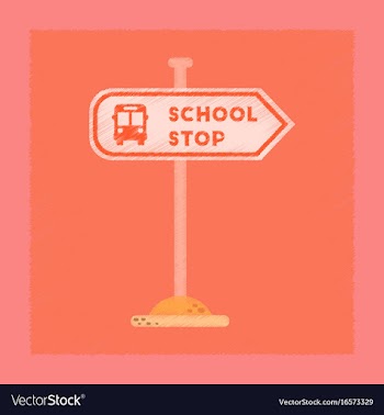 Flat shading style icon school stop sign vector image