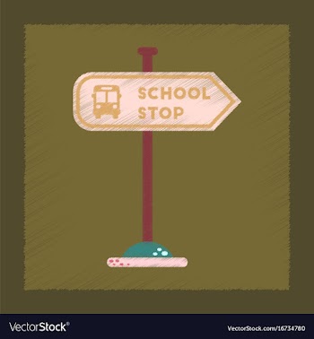 Flat shading style icon school stop sign vector image