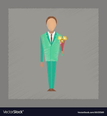 Flat shading style icon schoolboy flowers vector image