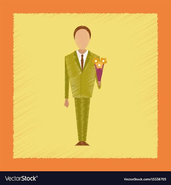 Flat shading style icon schoolboy flowers vector image