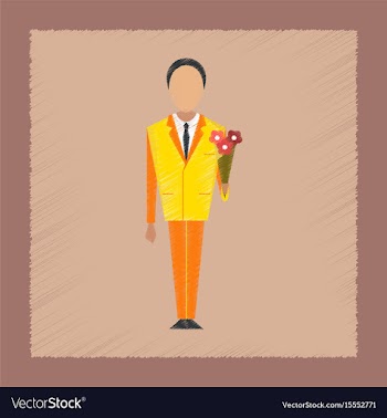 Flat shading style icon schoolboy flowers vector image