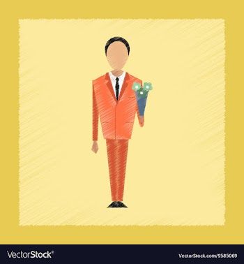 Flat shading style icon schoolboy flowers vector image