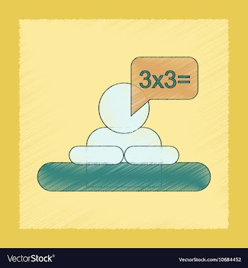 Flat shading style icon schoolboy thinks math vector image