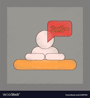 Flat shading style icon schoolboy thinks math vector image