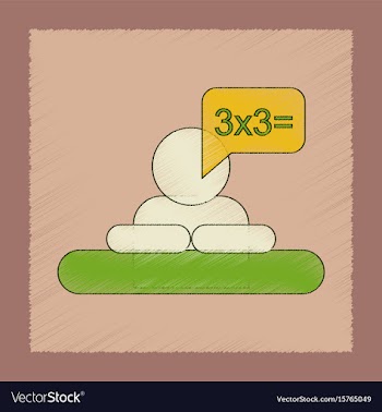 Flat shading style icon schoolboy thinks math vector image