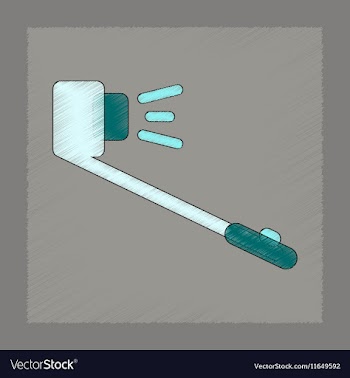 Flat shading style icon selfie stick vector image
