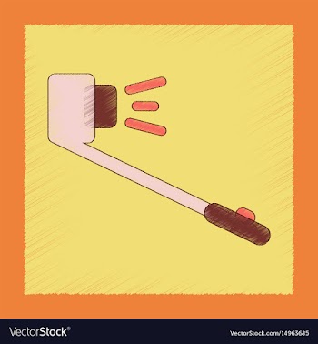 Flat shading style icon selfie stick vector image