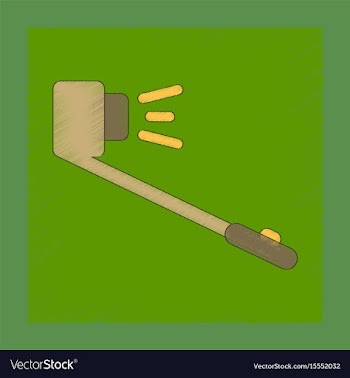 Flat shading style icon selfie stick vector image
