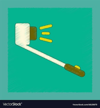 Flat shading style icon selfie stick vector image