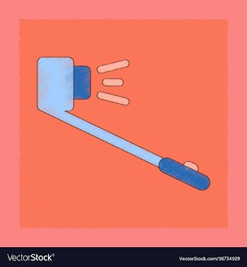 Flat shading style icon selfie stick vector image