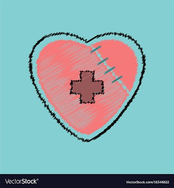 Flat shading style icon sewn heart with a cross vector image