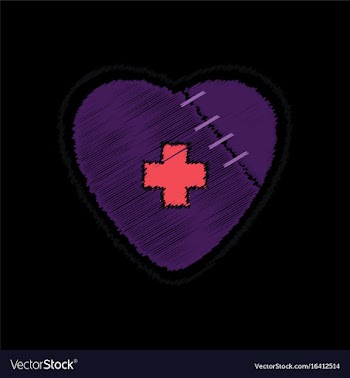 Flat shading style icon sewn heart with a cross vector image