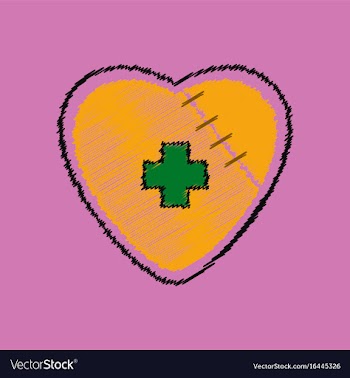 Flat shading style icon sewn heart with a cross vector image