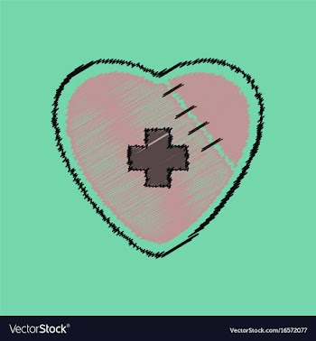 Flat shading style icon sewn heart with a cross vector image