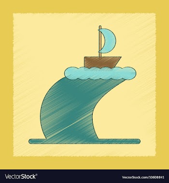 Flat shading style icon ship storm vector image