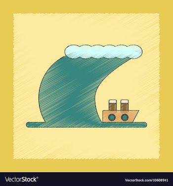 Flat shading style icon ship storm vector image