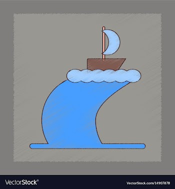 Flat shading style icon ship storm vector image