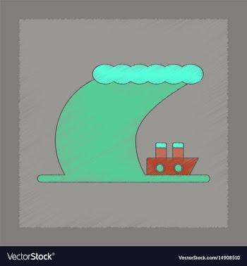 Flat shading style icon ship storm vector image
