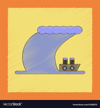 Flat shading style icon ship storm vector image