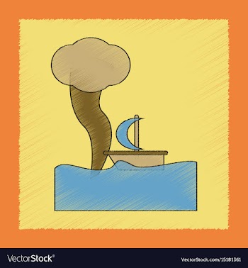 Flat shading style icon ship storm vector image