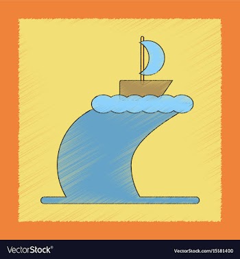 Flat shading style icon ship storm vector image