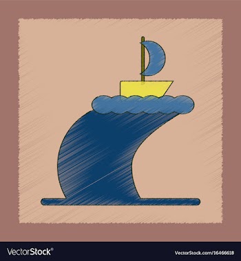 Flat shading style icon ship storm vector image