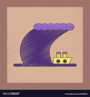 Flat shading style icon ship storm vector image