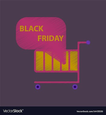 Flat shading style icon shopping cart black friday vector image