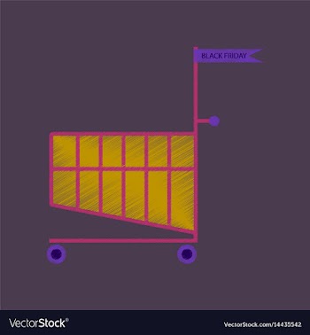 Flat shading style icon shopping cart black friday vector image
