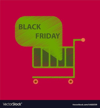 Flat shading style icon shopping cart black friday vector image