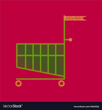 Flat shading style icon shopping cart black friday vector image
