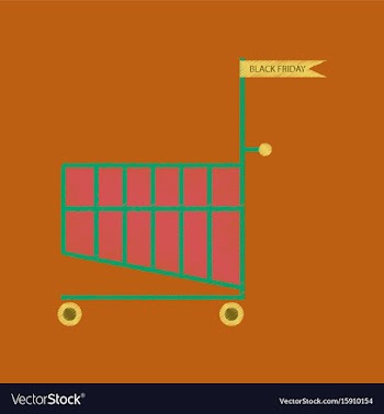 Flat shading style icon shopping cart black friday vector image