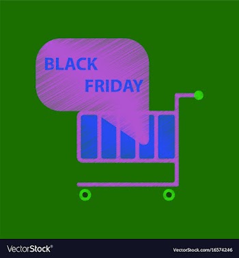 Flat shading style icon shopping cart black friday vector image
