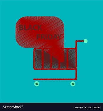 Flat shading style icon shopping cart black friday vector image