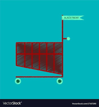 Flat shading style icon shopping cart black friday vector image