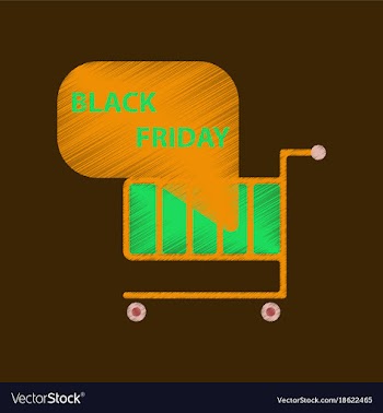 Flat shading style icon shopping cart black friday vector image