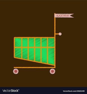 Flat shading style icon shopping cart black friday vector image