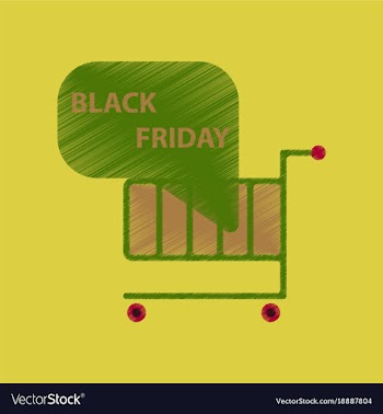 Flat shading style icon shopping cart black friday vector image