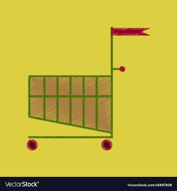 Flat shading style icon shopping cart black friday vector image