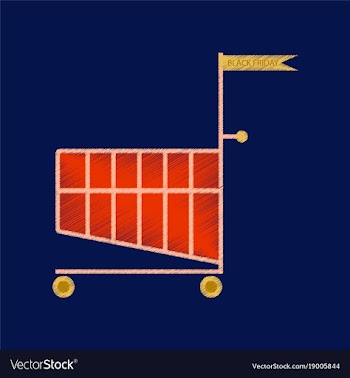 Flat shading style icon shopping cart black friday vector image